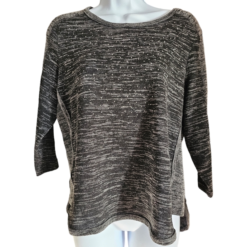 NWOT PM Rebecca Malone Petites black and gray sequin top